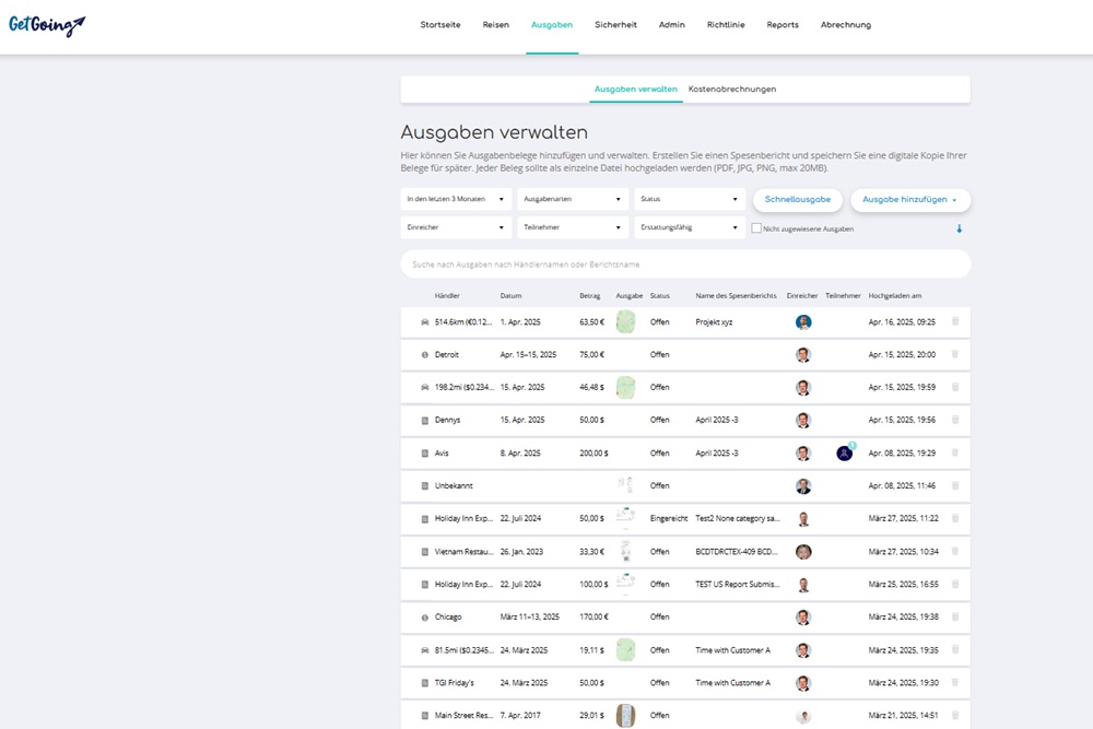 ausgaben verwalten Spesenmanagement mit GetGoing