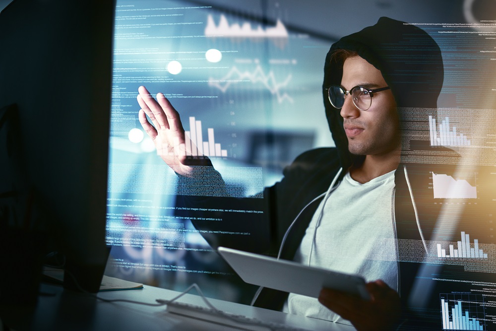 daten hacker Hacker, der einen Cyberangriff durchführt