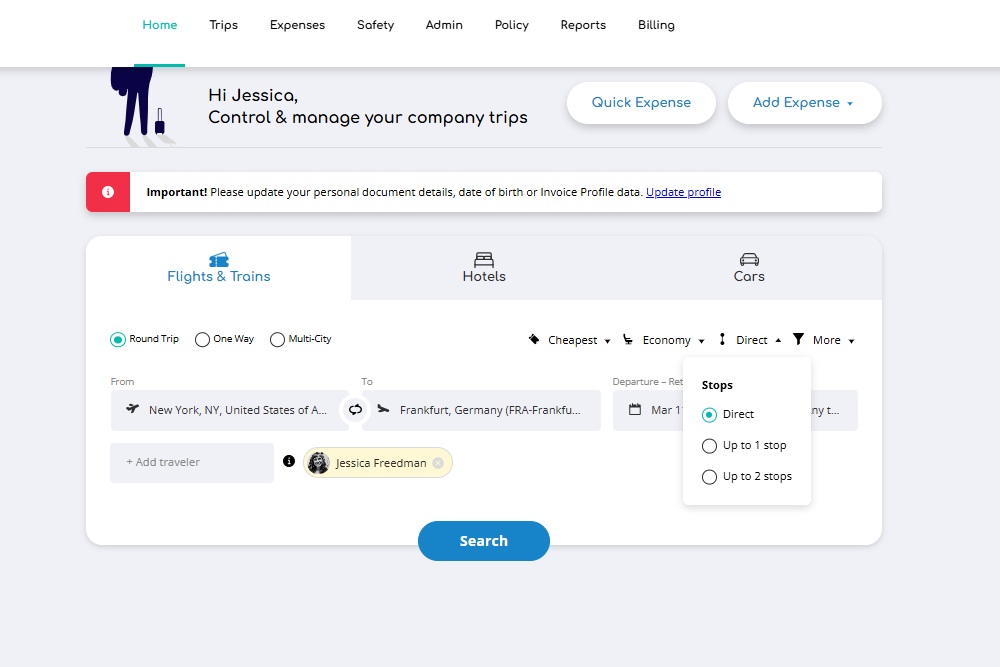 Direct flights Sort direct flights with GetGoing travel management platform