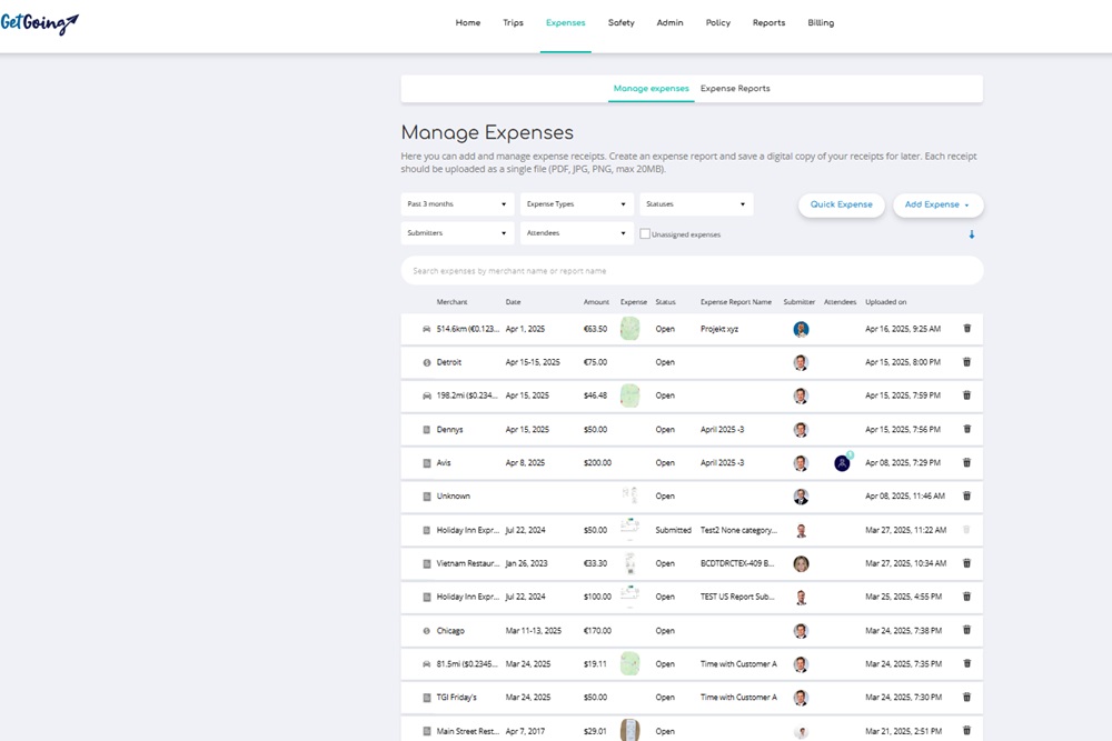 expense management with GetGoing Expense management with GetGoing