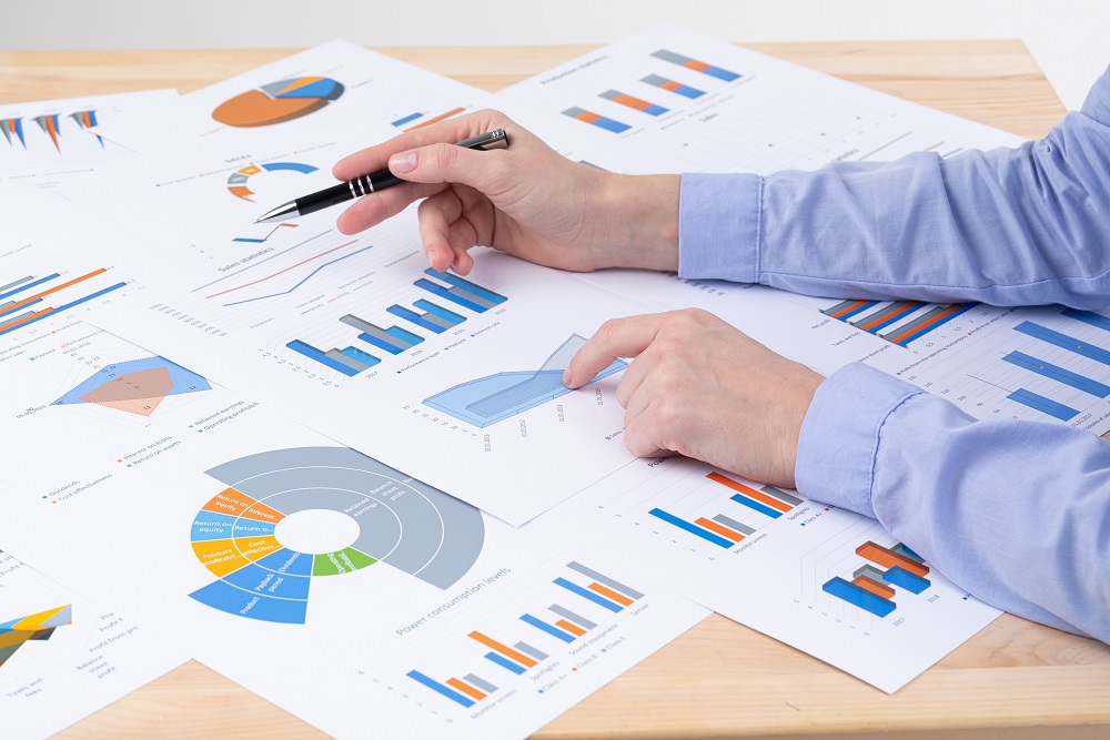 documents on the table, office workplace Financial reports and spending